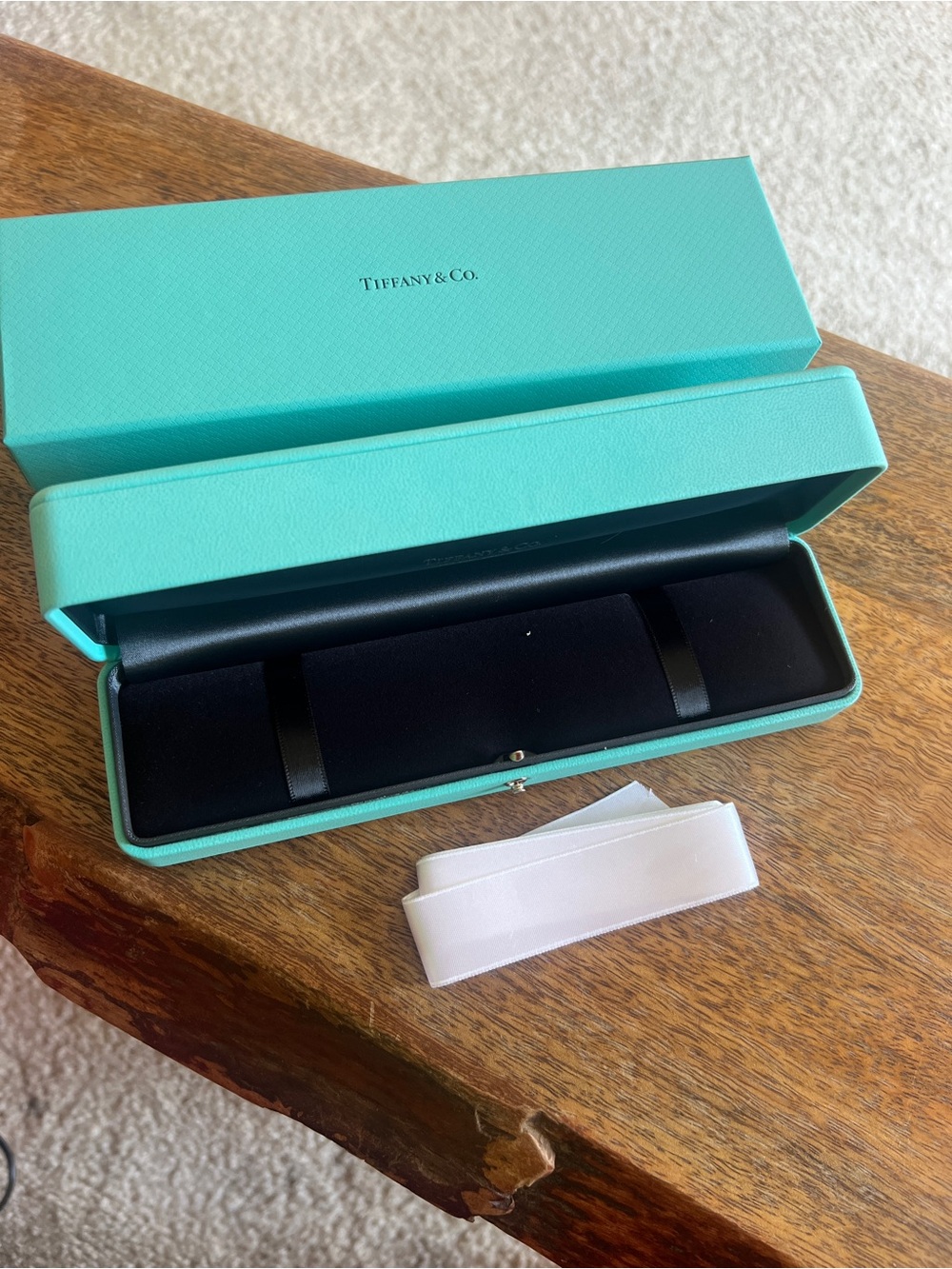 Tiffany & Co. Turquoise Bracelet Box with Black Interior